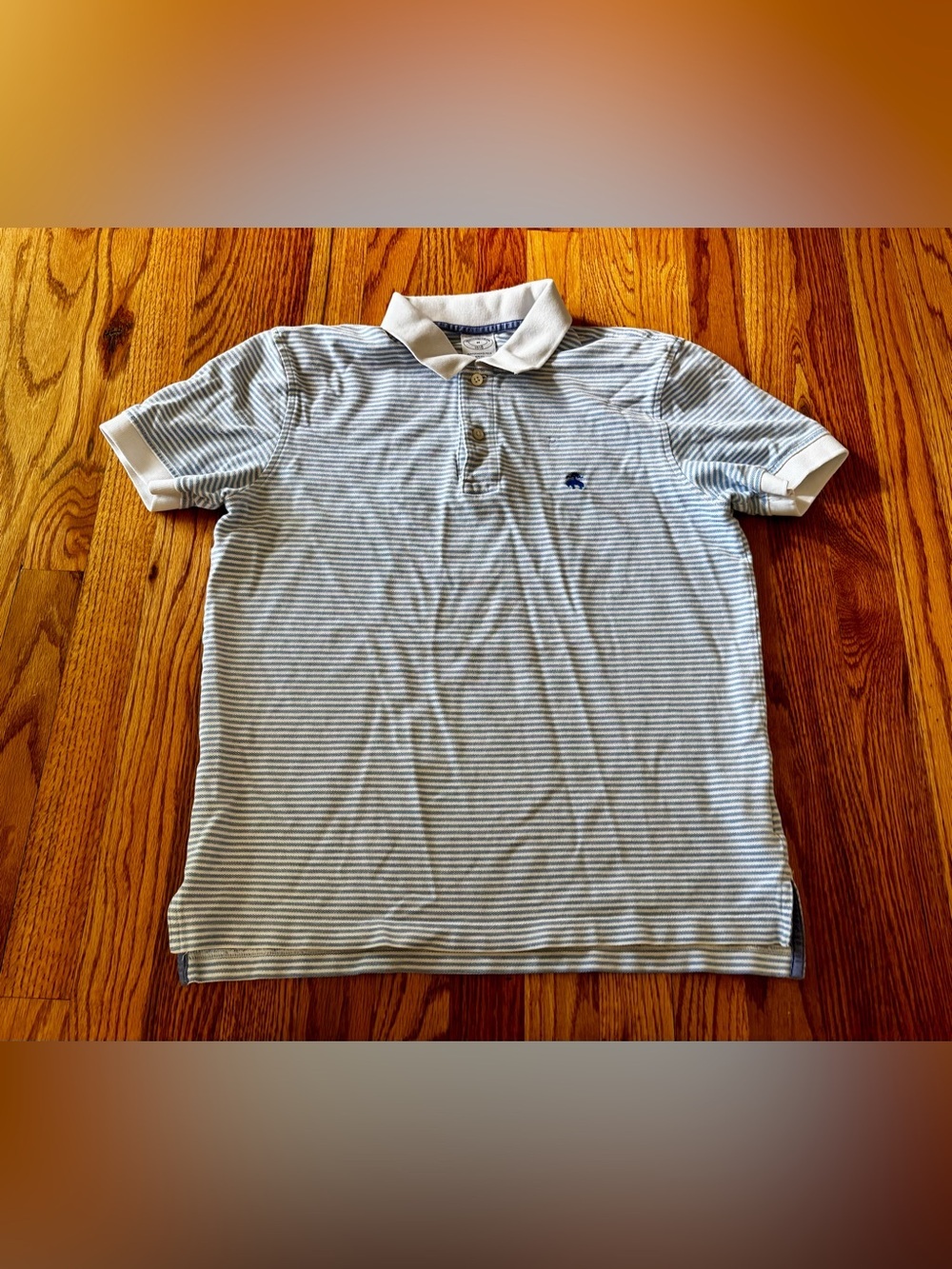 Brooks Brothers White Collar Blue & White Stripe Performs Polo Slim Fit